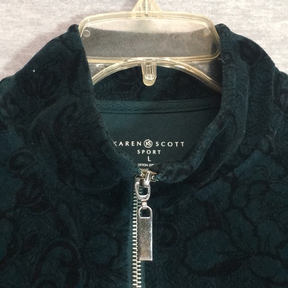 LAURA SCOTT Comfy Cozy Velour Zipper Jacket with Floral Design & Pockets - Picture 4 of 15